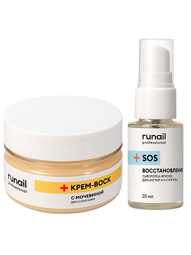 RuNail, набор №49 крем-воск с мочевиной для сухой кожи, сыворотка-флюид для ногтей и кутикулы