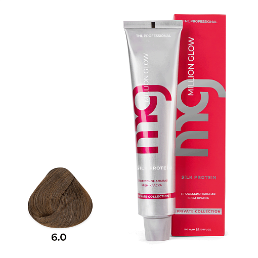 TNL, Million glow Silk protein - крем-краска для волос (6.0 темный блонд), 100 мл
