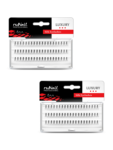 RuNail, набор пучки для наращивания ресниц безузелковые Luxury (шёлк d0,10 мм, №8), 2 шт