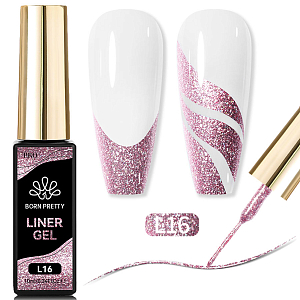 Born Pretty, Platinum Liner Gel - гель-лак с тонкой кистью для дизайна ногтей L16, 10 мл
