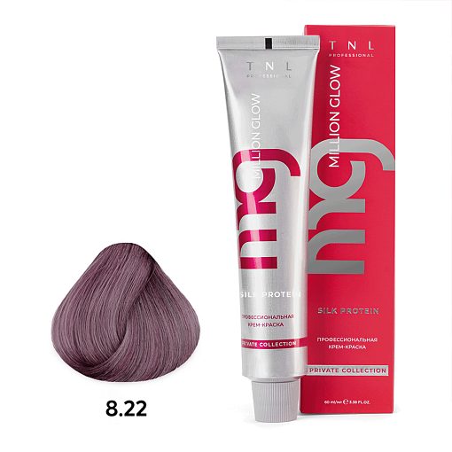 TNL, Million glow Silk protein - крем-краска для волос (8.22 Светл.блонд интенсив.фиолетовый), 60 мл