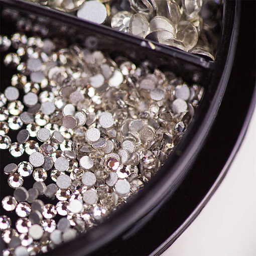 Стразы стекло микс White SS3-10 в банке-органайзер (белый), 1440 шт