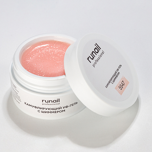 RuNail, камуфлирующий УФ-гель с шиммером №5547 (Персиковое парфе), 15 гр