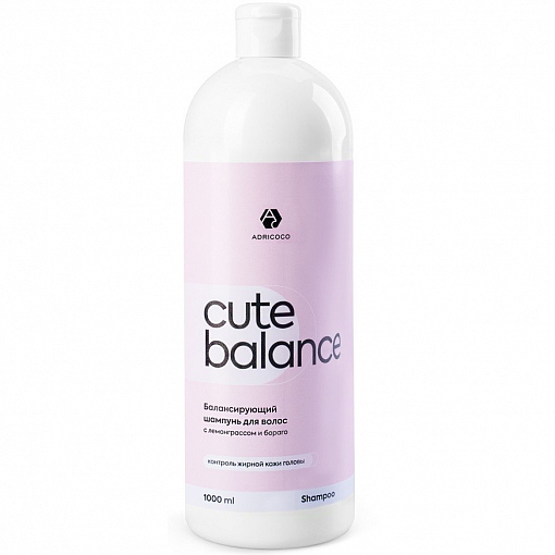 Adricoco, CUTE BALANCE - балансирующий шампунь для волос с лемонграссом и бораго, 1000 мл