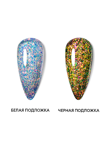 RuNail, моделирующий УФ-гель с эффектом битого стекла BUILDER UV GEL Калейдоскоп №10085, 15 гр