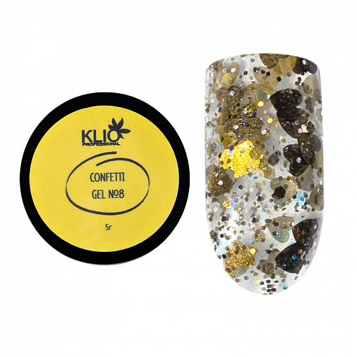 Klio, Confetti Gel - гель для дизайна с глиттером и конфетти №8, 5 гр