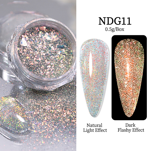 Aurora Reflective Glitter Powder - светоотражающий пигмент для дизайна ногтей G011, 1 шт