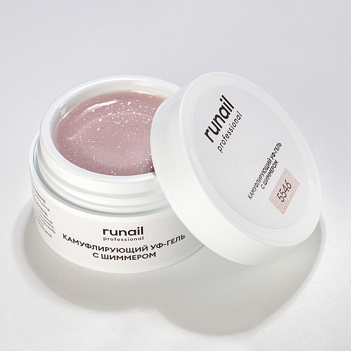 RuNail, камуфлирующий УФ-гель с шиммером №5546 (Ванильная меренга), 15 гр