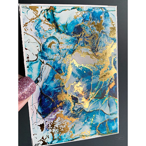 Anna Tkacheva, слайдер-дизайн фольгированная акварель (золото) Alcohol ink NF-015