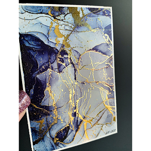 Anna Tkacheva, слайдер-дизайн фольгированная акварель (золото) Alcohol ink NF-007