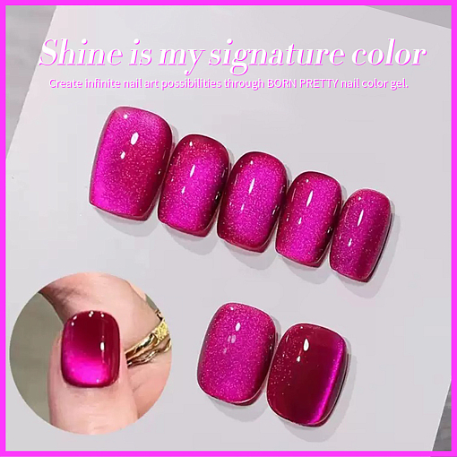 Born Pretty, Cat Eye Gel Rose Red - набор гель-лак "кошачий глаз" и магнит для гель-лака, 15 мл