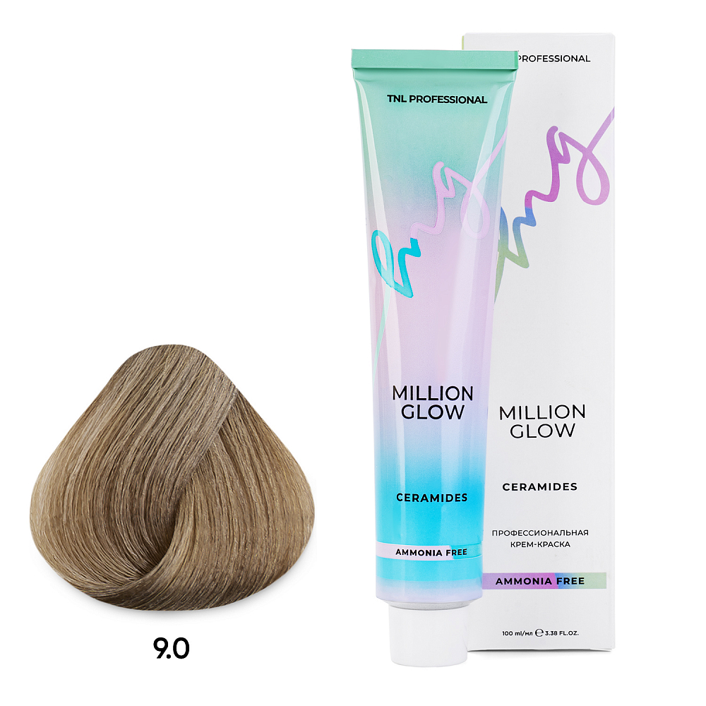 TNL, Million glow Ammonia free collection Ceramides - крем-краска для волос (оттенок №9.0), 100 мл