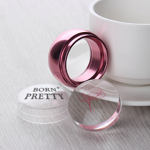Born Pretty, штамп розовый металл силиконовый + скрапер
