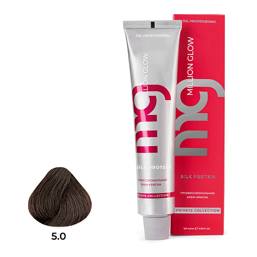 TNL, Million glow Silk protein - крем-краска для волос (5.0 светлый коричневый), 100 мл