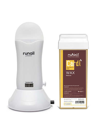 RuNail, Cardi набор №14 подогреватель для картриджа и воск для депиляции ("Натуральный") 100 мл