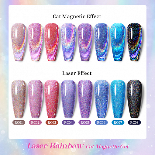 Born Pretty, Laser Rainbow Cat Magnetic Gel - гель-лак магнитный голографический (RC-07), 7 мл