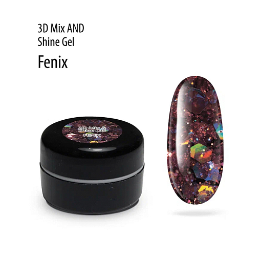 PNB, 3D Mix&Shine Gel - гель для дизайна с блестками и поталью №05 (Феникс), 5 мл