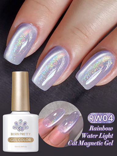 Born Pretty, Rainbow Water Light Cat Magnetic Gel - гель-лак "кошачий глаз" RW-04, 10 мл