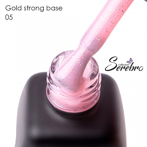Serebro, Gold strong base - камуфлирующая база с золотыми блестками №05, 11 мл