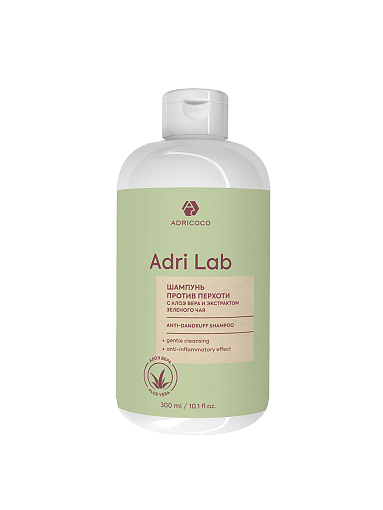 Adricoco, Adri Lab - шампунь для волос против перхоти с алоэ вера и зеленым чаем, 300 мл Adricoco, Adri Lab - шампунь для волос против перхоти с алоэ вера и зеленым чаем, 300 мл