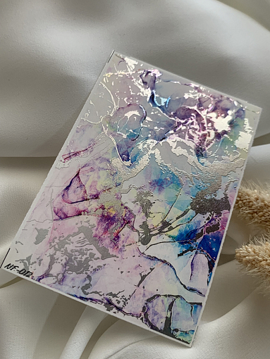 Anna Tkacheva, слайдер-дизайн фольгированная акварель (серебро) Alcohol ink NF-012