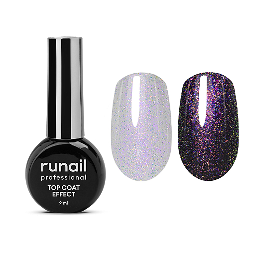 RuNail, Top Сoat EFFECT PURPLE AURORA - глянцевый топ для гель-лака №9909 (без л/с), 9 мл RuNail, Top Сoat EFFECT PURPLE AURORA - глянцевый топ для гель-лака №9909 (без л/с), 9 мл
