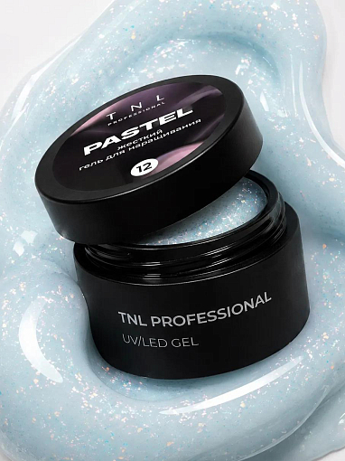 TNL, Pastel - жесткий гель для наращивания с поталью №12 (голубая лагуна), 15 мл