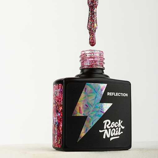 RockNail, неоновый светоотражающий гель-лак с глиттером Reflection №937, 10 мл