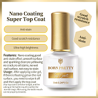 Born Pretty, Nano-plated crystal top coat - топ для гель-лака, 7 мл