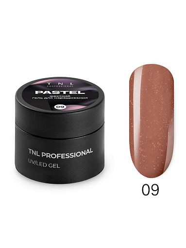 TNL, Pastel - жесткий гель для наращивания с шиммером №9 (бархатное какао), 15 мл