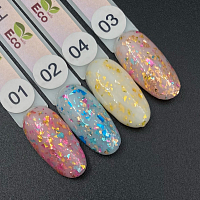E.co Nails, Rubber Base Colored Flake - базовое каучуковое покрытие для гель-лака №04, 10 мл