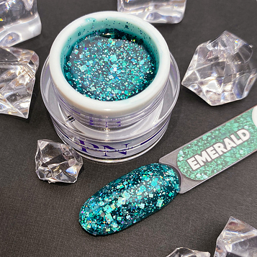 Patrisa nail, Diamond Gel - гель для дизайна с глиттером (Emerald), 5 гр