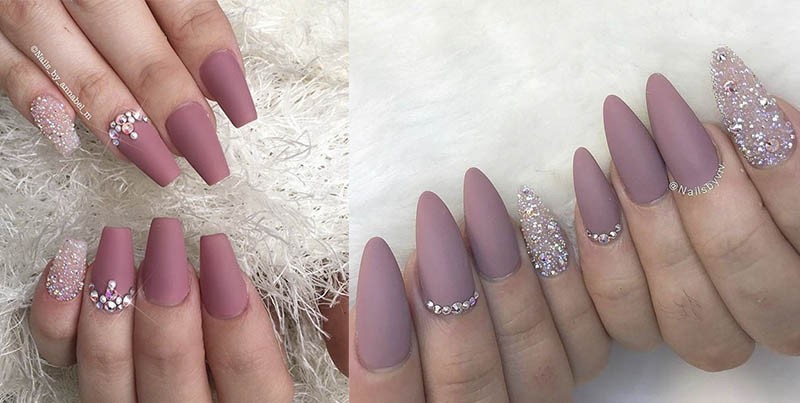 nail-арт на длинные ногти кристаллами пикси