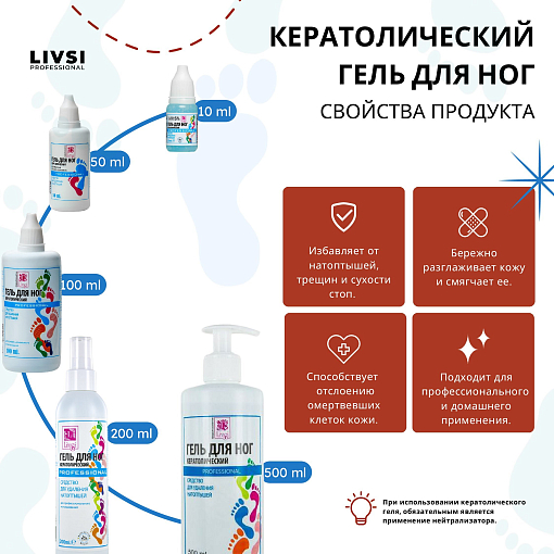 ФармКосметик / Livsi, кератолик - средство для удаления натоптышей, 100 мл