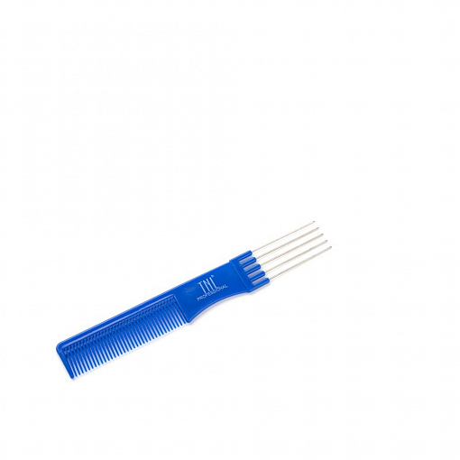 Tnl, расческа с зубчиками для начеса "хвост-вилка металл." (193 мм, синяя)