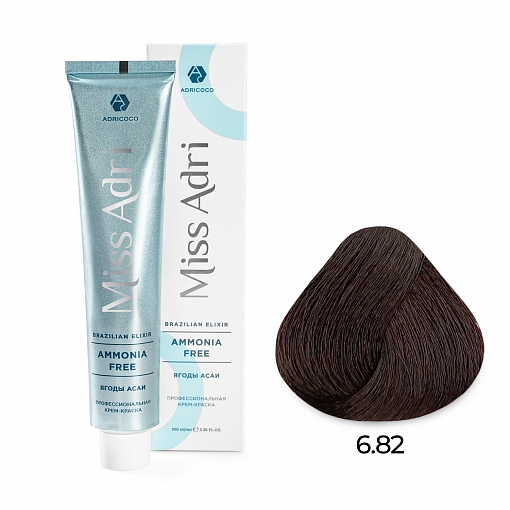 Adricoco, Miss Adri Brazilian Elixir Ammonia free - крем-краска для волос (оттенок 6.82), 100 мл