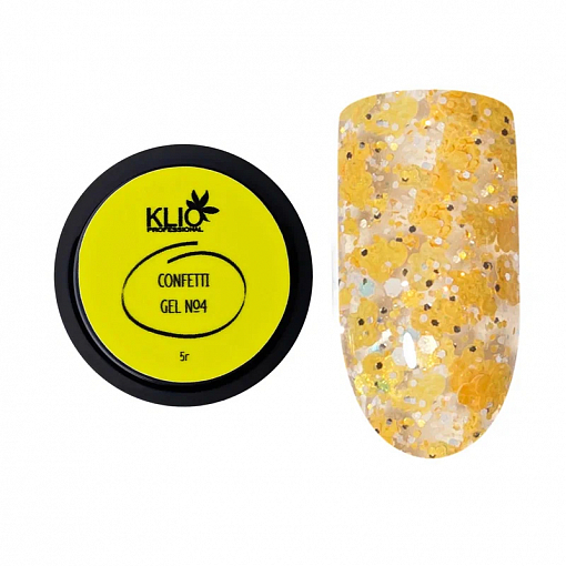 Klio, Confetti Gel - гель для дизайна с глиттером и конфетти №4, 5 гр