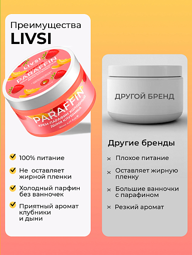 ФармКосметик / Livsi, Cream paraffin - крем парафин для рук и ног (Дыня - Клубника), 50 мл