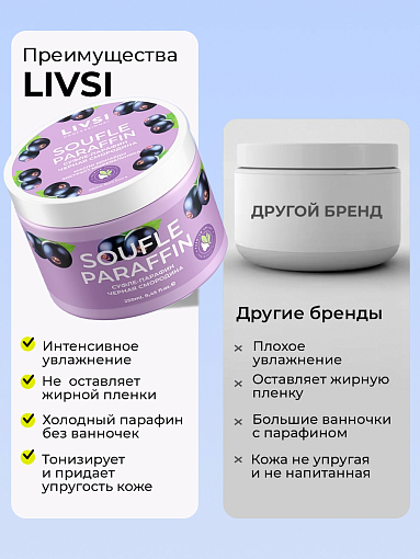 ФармКосметик / Livsi, Souffle Paraffin - суфле парафин для рук и ног (черная смородина), 250 мл