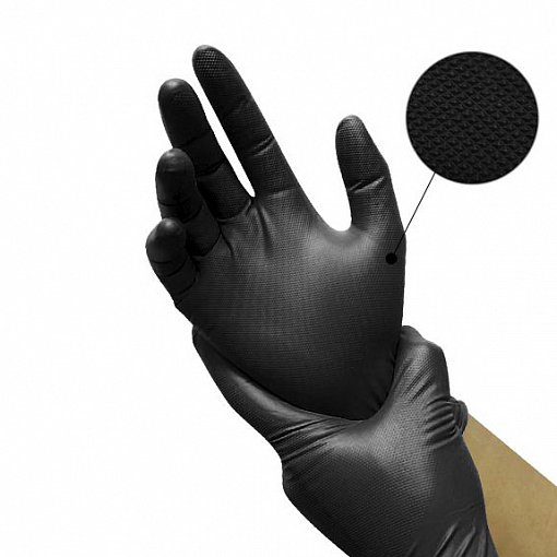 Archdale, перчатки защитные нитриловые неопуд. текстурированные IRONGRIP (черные, L), 50 пар
