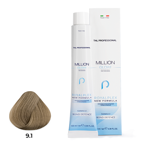 TNL, Million Gloss - крем-краска для волос (9.1 Очень светлый блонд пепельный), 100 мл TNL, Million Gloss - крем-краска для волос (9.1 Очень светлый блонд пепельный), 100 мл