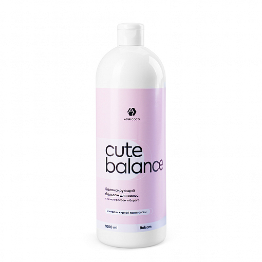 Adricoco, CUTE BALANCE - балансирующий бальзам для волос с лемонграссом и бораго, 1000 мл