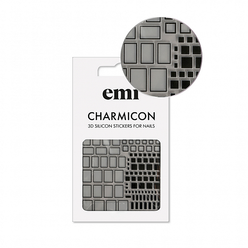 EMI, Charmicon 3D Silicone Stickers - 3D-наклейки для ногтей №160 (Квадраты черные)