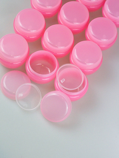 Набор баночек для косметики с крышкой розовые (12 шт по 50 мл)