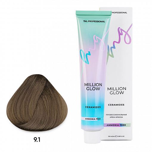 TNL, Million glow Ammonia free collection Ceramides - крем-краска для волос (оттенок №9.1), 100 мл