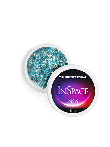 TNL, InSpace - гель для дизайна, светоотражающий с голографическим глиттером №04, 5 мл