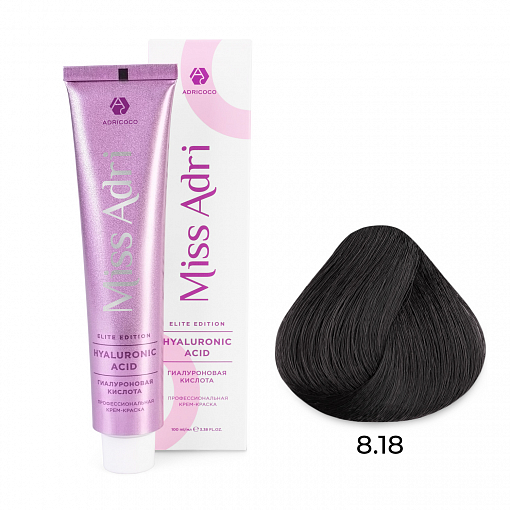 Adricoco, Miss Adri Elite Edition - крем-краска для волос (оттенок 8.18), 100 мл