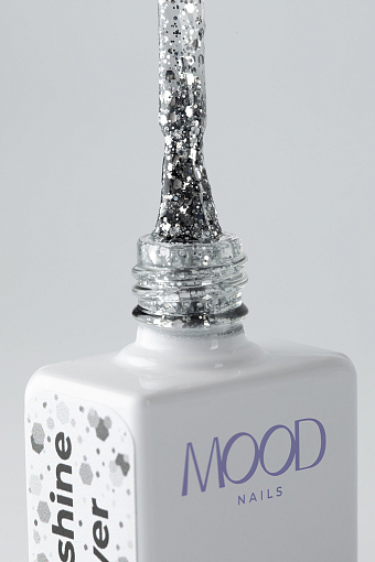 MoodNail, Just shine - гель-лак с серебряными шестигранниками (silver), 10 гр