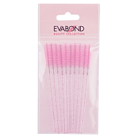 Evabond, щеточка для ресниц винтовая в упаковке (розовая), 10шт.