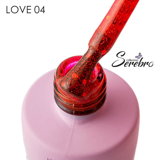 Serebro, гель-лак с блестками "LOVE" №04, 8 мл Serebro, гель-лак с блестками "LOVE" №04, 8 мл